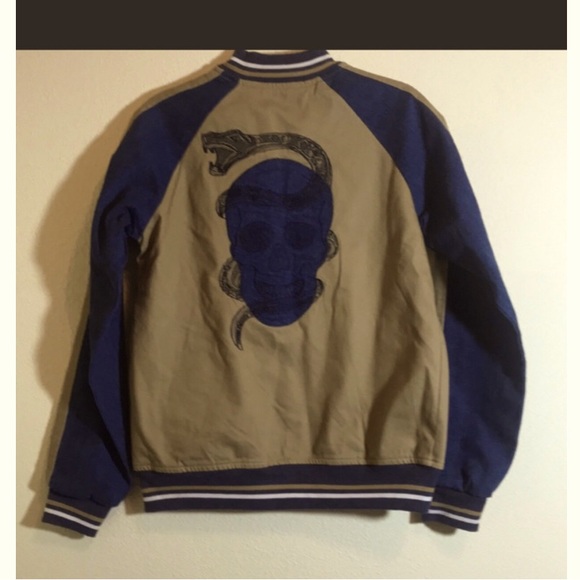 Epic Threads Varsity Style Skull W/Snake Boy Jacket (M) - Picture 5 of 5